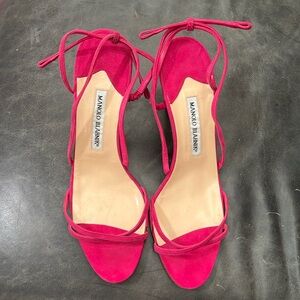 Prada Hot Pink Suede Heel Sandal Sz 40 Brand New